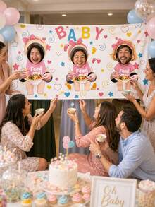 3-Piece Baby Baptism/Gender Reveal Party Decor Set: Includes Game Banner And Blindfold (Suitable For Boy/Girl Parties, Guest Interactive Games, Photo Props And Wedding Parties) - Multicolor - View 4