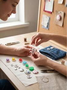 DIY Fabric Covered Button Making Kit, Multi-Size Aluminum Button Blanks & Assembly Tools, Cloth Wrapped Button Accessories For Coat, Windbreaker, Clothing Decoration, Handmade Craft Sewing Supplies For Garment & Ornament DIY Projects - Multiple Styles - View 4