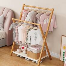 1 pieza Perchero vertical plegable de bambú compacto, se puede usar como toallero, perchero multifuncional, estantería de almacenamiento, estantería de armario independiente, solución de almacenamiento multifuncional para dormitorio y sala de estar, diseño sin rebabas que protege la ropa, también se puede usar como estantería de zapatos simple y estantería de almacenamiento - Multicolor - Ver 2