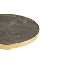 Modern Round Side Table With A Gold Stainless Steel Frame And Marble-Look Top For The Living Room, Luxury Side Table With A Sturdy Base. - 灰色+金色+中密度纖維板 - 查看 4