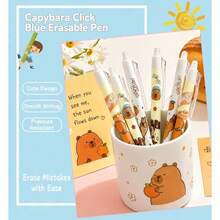 Pulpen Gel Capybara Lucu yang Dapat Dihapus, Tinta Biru 0,5mm yang Dapat Ditarik, Cocok untuk Kantor. Menulis Halus dan Cepat Kering, Perlengkapan Penting untuk Kembali ke Sekolah - MultiWarna - View 5