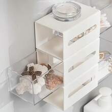 Easy To Install Wall-Mounted Plastic Storage Rack, Storage Box, Suitable For Bathroom And Dorm, No Drilling Required, Can Store Cosmetics, Hairbands And Powder Puffs, Lightweight - Multicolor - View 2