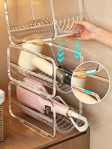 Curling Iron Storage Rack, Hair Dryer Storage Box, Egg Curling Iron Organizer, Item Storage Shelf, Straight Hair Comb Organizer, Straightener Storage, Stackable Design, Countertop Style, Transparent Acrylic, Suitable For Bathroom, Countertop, Vanity, Washbasin, Toilet, Entryway, Practical Storage Shelf - Storage Rack - View 4