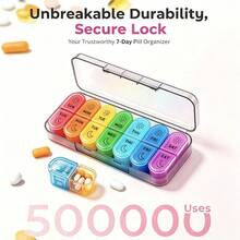 Portable Weekly Pill Organizer, Medication Storage Box, Clear Sun And Moon Icons To Prevent Missed Doses, Compact Pill Box, Easy Open And Close Design, Waterproof And Moisture-Proof, Suitable For Travel, Office And Christmas Gift - one-size - View 9