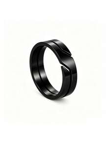 1PC Simple Fashion Hollow Stainless Steel Men's Ring, Unisex Jewelry, Suitable For Couples/Engagement/Wedding/Promise Ring/Vow Ring - Ring - View 24
