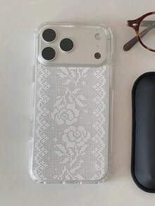 Elegant Romantic Lace Floral Soft Transparent Phone Case, Compatible With IPhone 17 Pro Max 17 Pro 17 16 Pro Max 16 Pro 16 15 14 13 12 ProMax 11, Fashionable Transparent Shockproof Protective Cover - Lace Flowers - View 22