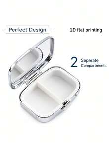 1pc Classic Open Sea Fish Pattern Fishing Boat Square Pill Box, Traditional Nautical Realistic Style, 2-Compartment Portable Storage Box For Bag Accessories And Supplements, Outdoor Portable Pill Box - Multicolor - View 9