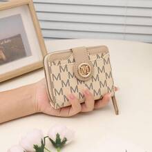 Vintage M Letter Short Wallet For Women, Multi-Function Card Holder With Multiple Slots And Zipper Coin Purse - Multicolor - View 17