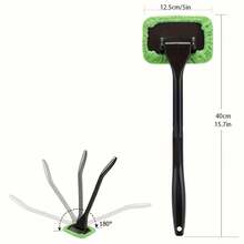 Long Handle Windshield Cleaning Tool, Includes 5 Reusable Microfiber Pads, Car Interior Window Dusting Brush, Multi-Function Glass Cleaning Brush, Suitable For Car, Bathroom Mirror, Shower Door - Glass Cleaning Cloth - View 8