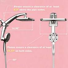 Dock-Free Dual Rain Shower Head Combo, 12" High Pressure Rain Shower With 8 Spray Modes + Power Jet Handheld, Magnetic Dock, Adjustable Swing Arm, 59" Hose, 3 Easy Steps Installation Luxury Bathroom Shower Heads - Black - View 5