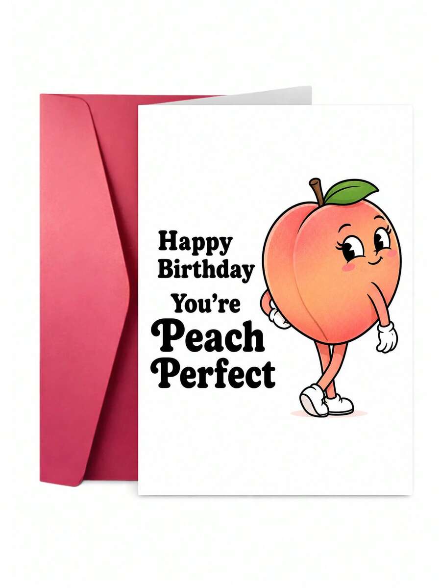 1pc Creative & Funny Birthday Greeting Card, Innovative Design, Thick Card & Envelope - Happy Birthday You're Perfect - Cute Peach Design, Suitable For Friends, Sisters, Brothers, Colleagues, Valentine's Day And Gag Gifts For Buddies - View 1