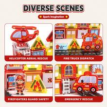 Mini Magnetic Tiles Colorful Window Traffic Engineering Fire Theme Children's Educational Building Blocks Toy, Travel Portable Mini Magnetic Tiles Fire Combination Educational Assembly Blocks For Boys And Girls - Multicolor - View 4