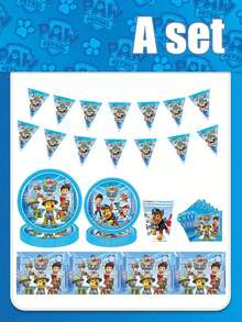 Paw Patrol 汪汪隊主題生日派對裝飾套組，一站式派對用品組合，包含橫幅、桌布與拍照道具的完整派對用品，適合生日慶祝與各種節日派對 - 彩色 - 查看 3