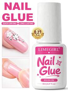 LIMEGIRL 10/5/3/2/1pc 8ML Super Strong Nail Glue, Suitable For Press-On Nails, Nail Tips, Acrylic Nails, No UV Light Needed, With Brush, Long-Lasting, Suitable For Beginners DIY Home Use Fake Nails - MJ159 - View 1