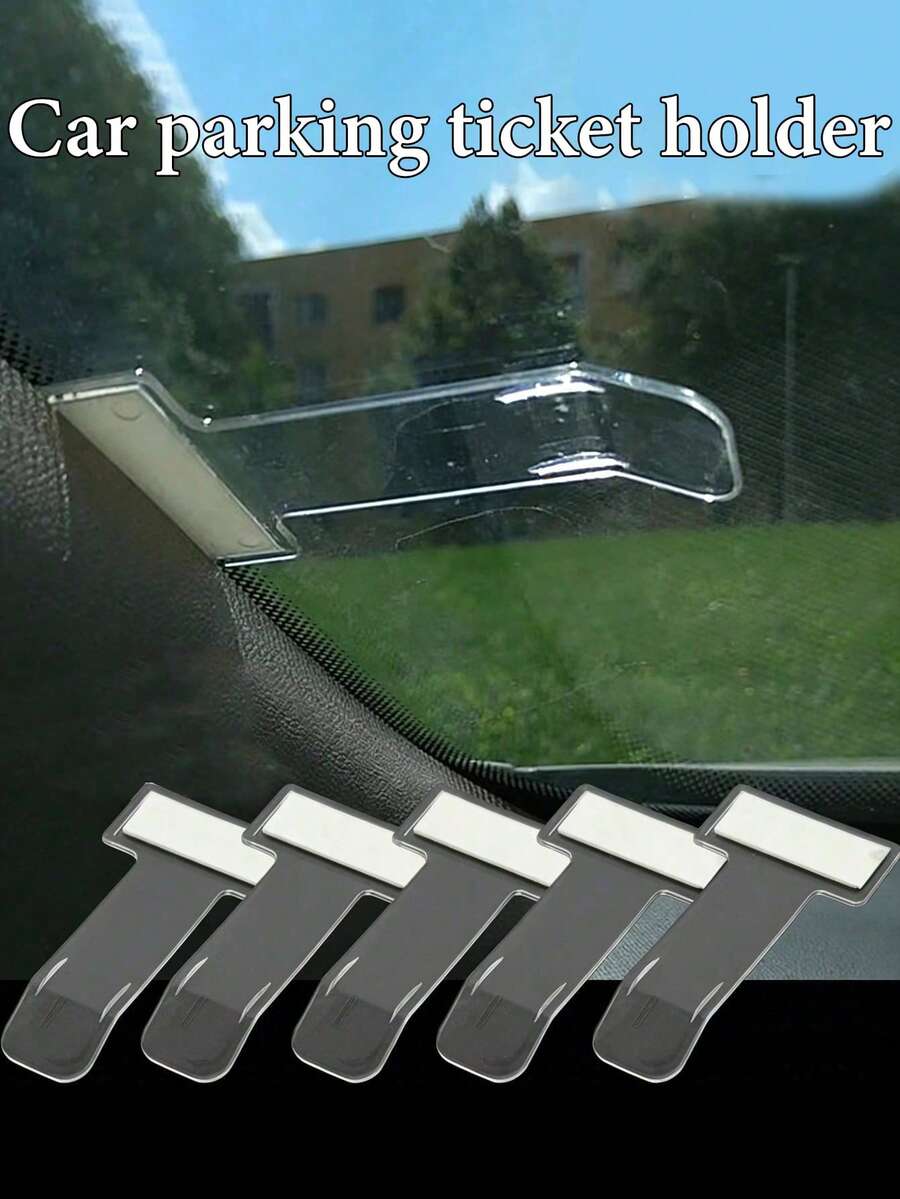 1Pc Universal Car Parking Ticket Holder Card Cash Clip Organizer Windshield Mount Dashboard Storage Organizer Vehicle Interior Accessories - Multicolor - View 1