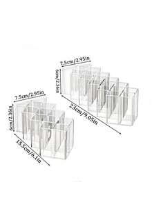 16/10 Compartment Cream Color Cosmetic Storage Box, Cream Color Storage Box, Creative Fish Scale Pattern Desktop Tube Organizer, Cream Color Medicine Storage Rack - Multi-color Transparent - View 7