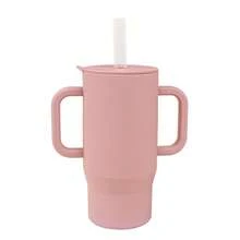 Silicone Large Capacity Straw Cup With Handle, Kids Anti-Drop Learning Cup, INS Macaron Solid Color Portable Water Cup - Multicolor - View 12