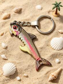 1 X Rainbow Trout Keychain, Bottle Opener, Cool Fishing Gift - Silver - View 4