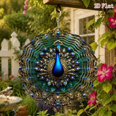 1pc Vintage Peacock Pattern Metal Decor With 360° Rotating Hook, Suitable For Yard, Balcony And Lawn Decoration, Unique Design Makes It An Ideal Gift For Friends And Family, Teacher Appreciation Gift (Pendant Not Included), Random Style