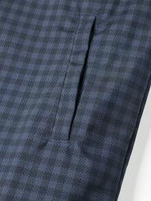 All-Over Plaid Textured Hooded Functional Jacket, Lightweight Long Sleeve Layering Jacket For Cycling, Hiking, Commuting, Casual Wear, Spring And Autumn - Blue - View 6