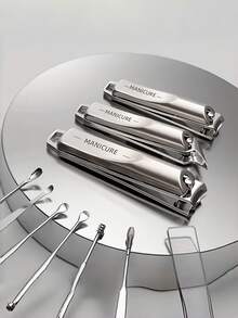 Set Gunting Kuku Kaki Stainless Steel 5 Buah, Pemotong Kuku Pisau Melengkung dengan Bukaan Lebar, Alat Perawatan Kaki Portabel, Aksesoris Pemangkasan Kuku Harian, Hadiah untuk Teman Kembali ke Sekolah - set pemotong kuku - View 4