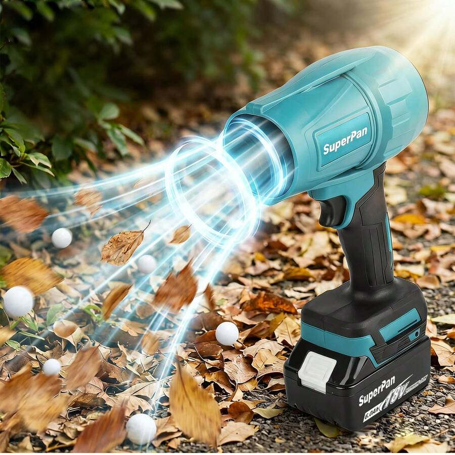 SuperPan Brushless Blower Handheld Portable Leaf Blower 18V Lithium Battery Motor Home Dust Removal / Car Dust Removal / Fallen Leaves Cleaning Tool Industrial Dust Blower High Power Blower (Battery And Power Adapter Not Included) - Blue - View 1