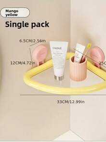 1PC Dopamine Wall-Mounted No-Drill Suction Cup Triangular Storage Rack, Bathroom Shelf, Suitable For Bathroom - Multicolor - View 2