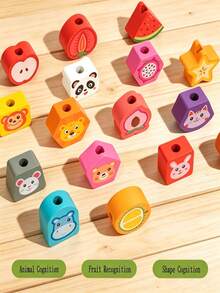 Multifunctional Wooden Animal Treasure Box, Shape Matching Blocks, All-In-One Educational Toy, Animal Stacking Blocks, Suitable For Babies 3 Years And Above - Multicolor - View 2