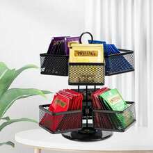 Double-Layer Detachable And Rotating Wrought Iron Tea Bag Storage And Display Rack - Black - View 4