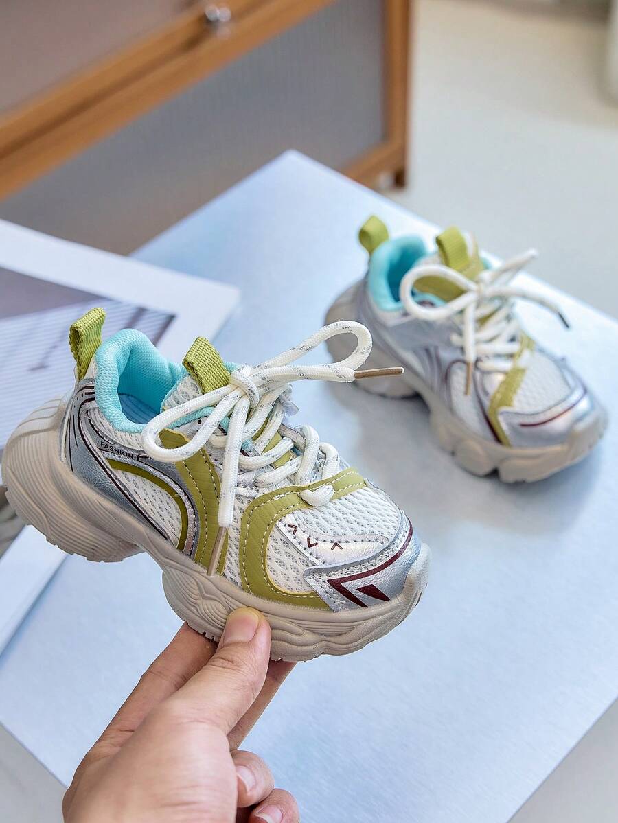 2026 New Kids Colorblock Mesh Chunky Sneakers, Breathable Lightweight ...