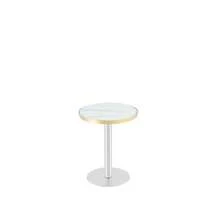 Modern Round Side Table With A Gold Stainless Steel Frame, Marble-Effect Top For Living Room, Luxury Side Table With A Sturdy Base. - 白色+MDF+金屬 - 查看 8