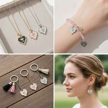 6/10 pièces pendentif cœur ondulé émaillé, breloque fleur en alliage avec strass, accessoires pour la fabrication de bijoux, matériaux DIY pour bracelet, collier et boucles d'oreilles faits main - Cœur - Voir 7