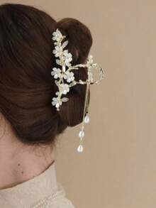 1pc Elegant Large Metal Flower Hair Clip - Multicolor - View 1