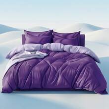 KTAbedding 2/3PCS,Minimalist Diamond Grid Oversized Quilt Set,All-Season Universal,Includes 1 Quilt + 1/2 Pillowcases,Perfect For Holiday Gifting. - Light and Dark Purple - View 4