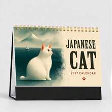 Japanischer Stil süßer 2D Katzen Kalender 2027, praktischer Artikel für tägliches Büro, Schule und Unternehmen. Kann für Terminplanung, Monatsplanung verwendet werden, hilft Ihnen Ihr Leben zu organisieren. Süßes Katzenbild auf dem Cover ist auffällig, 12 Monate (Januar 2027 - Tischkalender - Übersicht 10
