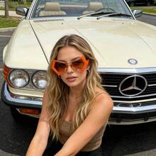 1 Pair Of New-Eye Eyeglasses With Large Frames Women, Fashionable And Unique, Suitable Runway Shows And Street Photography. They Are An Accessory Summer Beach Vacations, Holiday Gifts, Back-To-School Season, Travel - Gradually Orange Frame, Gradually Tea Leaves - View 5