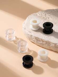 CIZME 12G-18mm Espansori in acrilico per orecchie, orecchini a tunnel con tappo a sella a doppia svasatura, tappi per orecchie trasparenti, neri e bianchi per donne e uomini - padiglione auricolare - Visualizzare 2