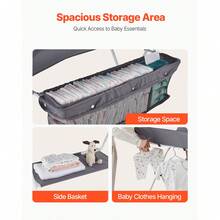 Baby Changing Table, Foldable Diaper Change Station With Side Basket, Adjustable Height Portable Changing Table With Lockable Wheels, Multi-Functional Storage Organizer Nursery, Dark Gray - Foldable, Dark Gray, X-frame, 4-tier - View 4