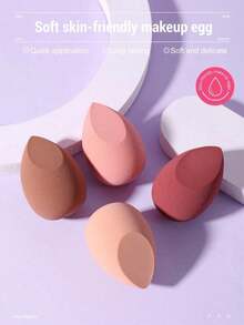 4pcs Soft Elastic Makeup Sponges, Multi-Functional Makeup Tools For Concealer, Lotion, Liquid Foundation, Loose Powder, Daily Bedroom Makeup, Travel Portable, Affordable Beauty Accessories, Practical Christmas Holiday Gift - Multicolor - View 7