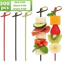 75/150/300pcs Disposable Fruit Picks (3 Colors Combination), Creative Cocktail Decoration Picks & Appetizer Toothpicks, Mini BBQ Food Skewers, Suitable For Weddings, Parties, Picnics, Afternoon Tea Cold Platters And Home Gatherings - Multicolor - View 10