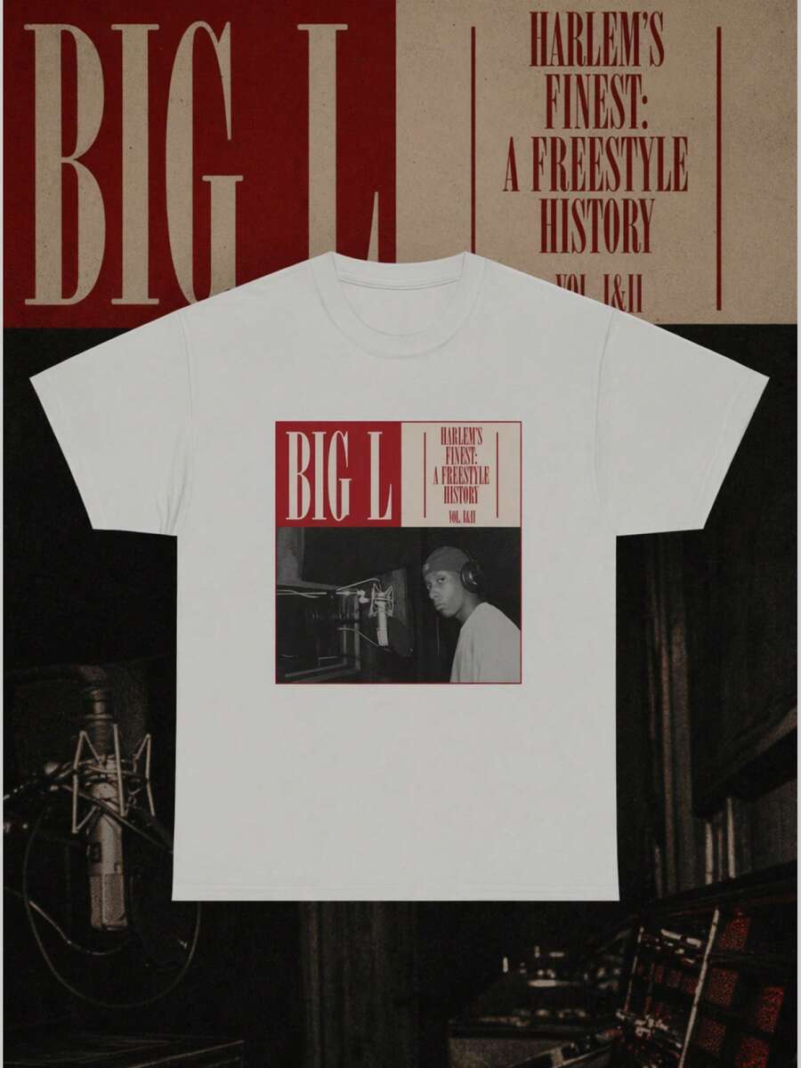 Camiseta de Hip Hop y Rap de los 90s de Big L Harlem para Hombre - Camiseta Retro de Ídolo del Rap con Estampado de la Portada del Álbum, Top Casual de Verano con Cuello Redondo, Adecuada pa - Blanco - Ver 1
