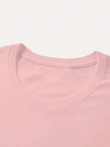 Y2K Millennium Style Damen Sommer Neu Lässig Locker Polka Dot Buchstaben Muster Kurzarm T-Shirt Top Rosa - Pink - Übersicht 3