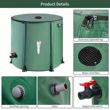 200L Portable Garden Rainwater Tank With Tap – Outdoor Rain Harvesting System Featuring Built-In Filter Net & Overflow Outlet For Easy Water Collection And Storage - 200L - View 8