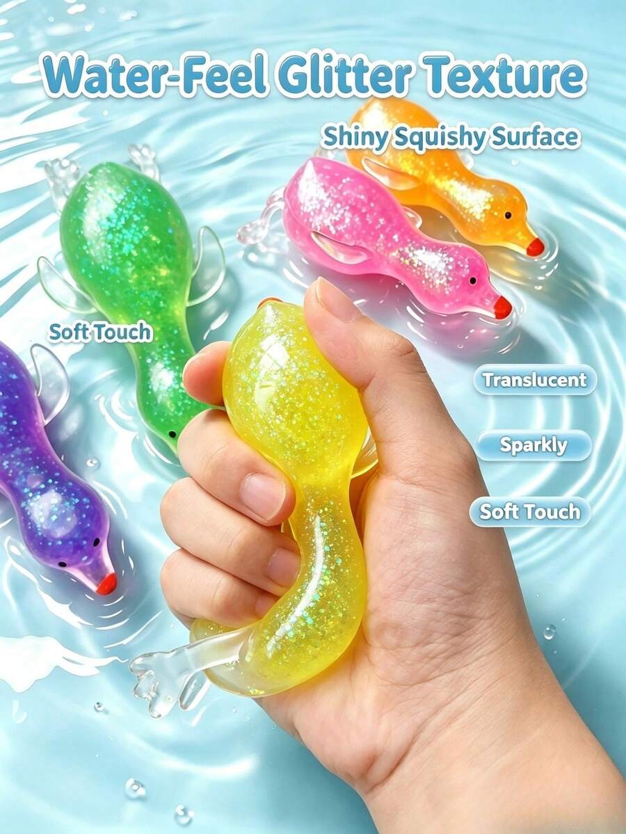 1個亮片水晶鵝/鴨與企鵝動物造型軟慢回彈壓力緩解玩具，可愛有趣，便攜式捏捏玩具，適合節日禮物、生日禮物、派對小禮、減壓玩具，Kawaii