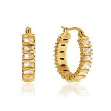 S SHOPBOHO 1 Pair Stainless Steel Zirconia Minimalist Hoop Earrings - Earrings - View 7