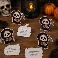 Positive Energy Grim Reaper Can Set, Includes 60 Black Humor Cards, Suitable For Women, Men, Colleagues And Friends As Emotional Thriller Gifts, Fun Halloween Boo Basket Fillers, Gothic Style Decor, Perfect Holiday Gift For Horror Fans - Death Card - View 5