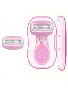 Women's Hair Removal Razor, Suitable For Underarms, Legs And Bikini Area, Portable Pink Manual Razor, Women's Bikini Manual Razor Blade Hair Removal/Shaving/5-Layer Blade, Stainless Steel Blade Replaceable Pink Razor Head, Girls Gift Travel Essential (Handle + Razor Head + Storage Box) - Multicolor - View 12