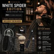 Set Perawatan Jenggot Profesional, Termasuk Pisau Cukur Lurus, Sikat, Sisir, Gunting, Kantung Penyimpanan Kain, dan 100 Mata Pisau Cukur; Set Perawatan Rumahan untuk Pria - Sisir jenggot + sikat jenggot - View 11