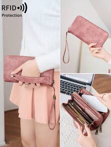 FOREVER MIYIN Women's RFID Long Wallet, Double Zipper Wristlet Clutch, Large Capacity Phone Card Holder Purse - Multicolor - View 10