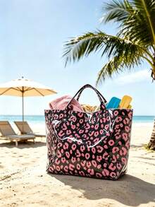 XD Fashionable Handbag, Leopard Print, Large Capacity, Can Hold Shopping And Travel Essentials, Magnetic Closure, With Inner Pocket, Foldable Portable Shopping Bag, Pool/Beach Bag, Gym Bag, Outdoor Bag, Toy Storage Bag - Multicolor - View 7
